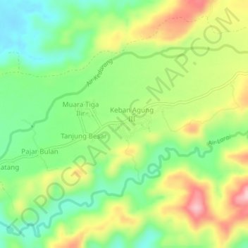 Topografisk kort Tanjung Negara, højde, terræn