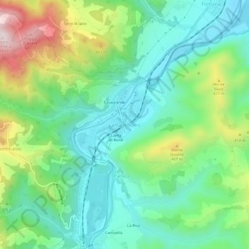 Topografisk kort Lama di Reno, højde, terræn