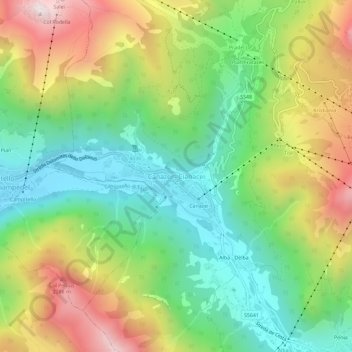 Topografisk kort Canazei, højde, terræn