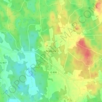 Topografisk kort Nöbbele, højde, terræn