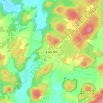 Topografisk kort Skällinge, højde, terræn
