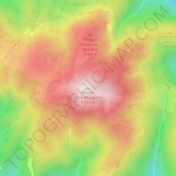 Topografisk kort Monte Torre Maggiore, højde, terræn