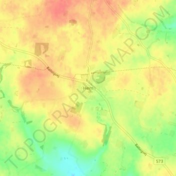 Topografisk kort Hem, højde, terræn
