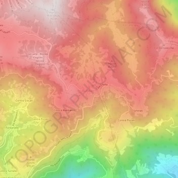 Topografisk kort Contrà Rossi, højde, terræn
