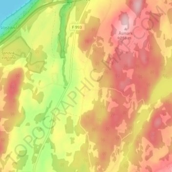 Topografisk kort Reaby, højde, terræn