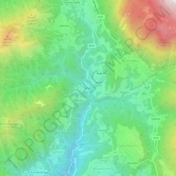 Topografisk kort Rosolo, højde, terræn