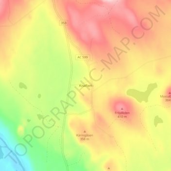 Topografisk kort Knaften, højde, terræn