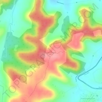Topografisk kort Cerro Bandera, højde, terræn