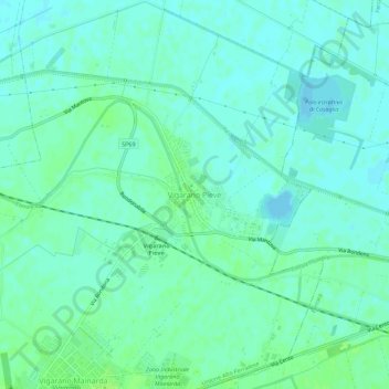 Topografisk kort Vigarano Pieve, højde, terræn