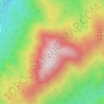Topografisk kort Monte Cervialto, højde, terræn