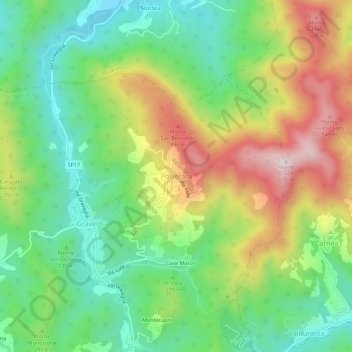 Topografisk kort Polverara, højde, terræn