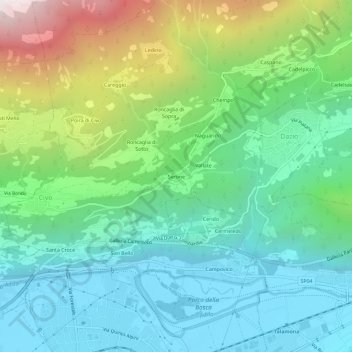 Topografisk kort Serone, højde, terræn
