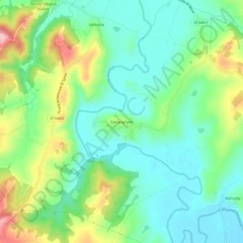 Topografisk kort Compignano, højde, terræn