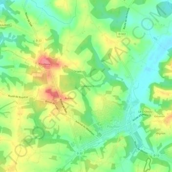 Topografisk kort Solferino, højde, terræn