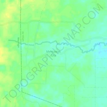 Topografisk kort Mentawak Ulu, højde, terræn