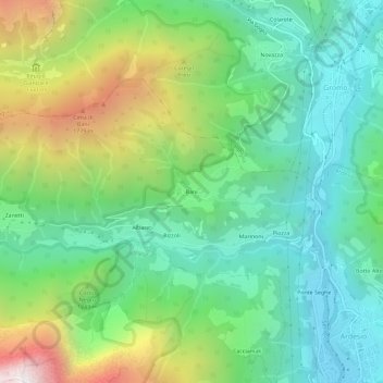 Topografisk kort Bani, højde, terræn