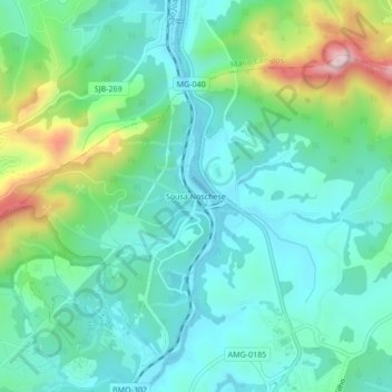 Topografisk kort Sousa Noschese, højde, terræn