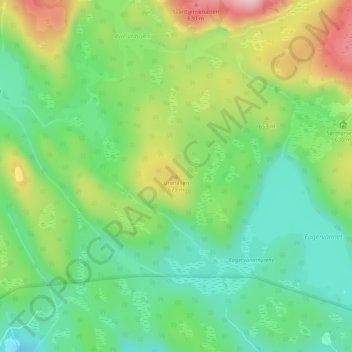 Topografisk kort Granåsen, højde, terræn
