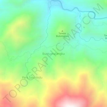 Topografisk kort Buntumalangka, højde, terræn