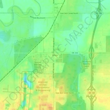 Topografisk kort Mingo, højde, terræn