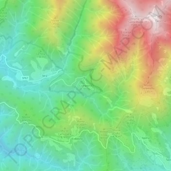 Topografisk kort Compione, højde, terræn