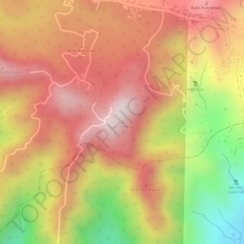 Topografisk kort Bukit Telangan, højde, terræn