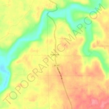 Topografisk kort Dogwood, højde, terræn