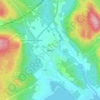 Topografisk kort Bjästa, højde, terræn