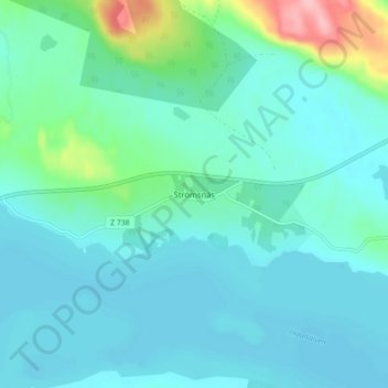 Topografisk kort Strömsnäs, højde, terræn