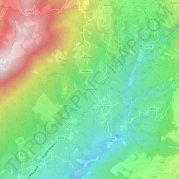 Topografisk kort Traversara, højde, terræn