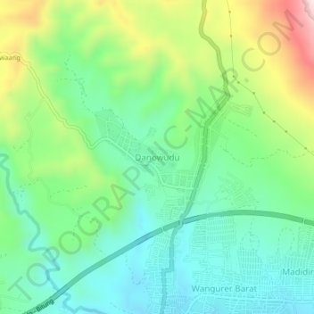 Topografisk kort Danowudu, højde, terræn