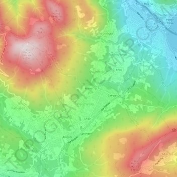 Topografisk kort Piorro, højde, terræn