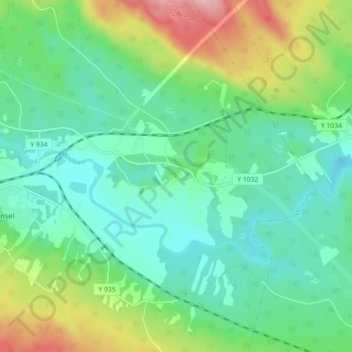 Topografisk kort Yttersel, højde, terræn