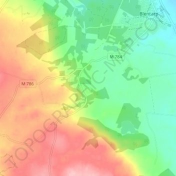 Topografisk kort Råsåkra, højde, terræn