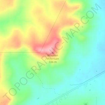 Topografisk kort Brooken Mountain, højde, terræn