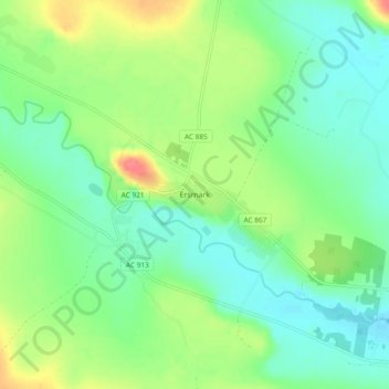 Topografisk kort Ersmark, højde, terræn