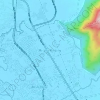 Topografisk kort Batipuh Panjang, højde, terræn