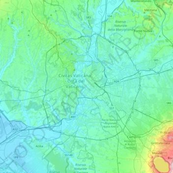 Topografisk kort Rome, højde, terræn