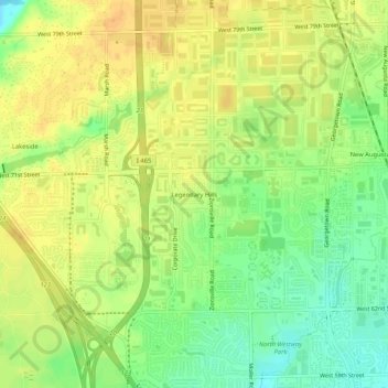 Topografisk kort Legendary Hills, højde, terræn