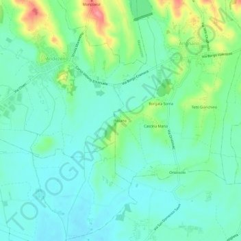Topografisk kort Moano, højde, terræn