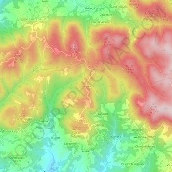 Topografisk kort Oramala, højde, terræn