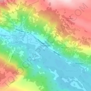 Topografisk kort Tänndalen, højde, terræn