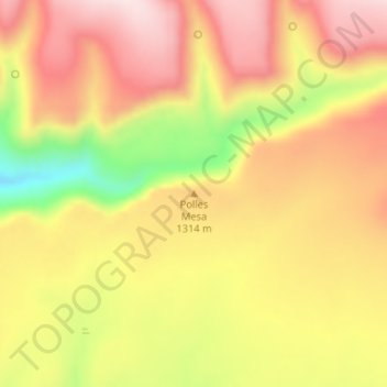 Topografisk kort Polles Mesa, højde, terræn