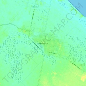 Topografisk kort Magdalena, højde, terræn
