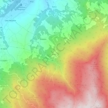 Topografisk kort Buzzò, højde, terræn