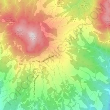 Topografisk kort Sassofortino, højde, terræn