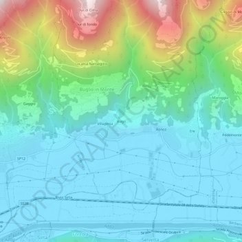Topografisk kort Bugo, højde, terræn