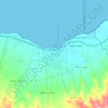 Topografisk kort Gilting, højde, terræn