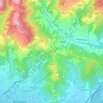 Topografisk kort Vico, højde, terræn