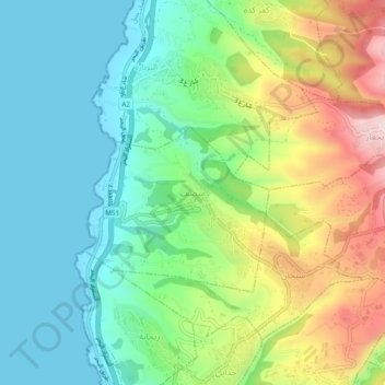 Topografisk kort Monsef, højde, terræn